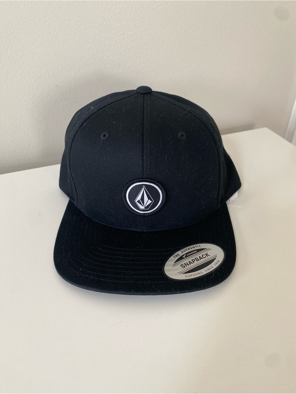 Volcom Black Snapback with White Stone Patch